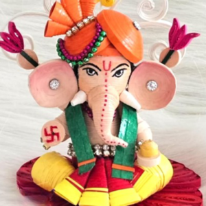 Exquisite Handmade Quilling Ganesha Idol (Set of 1)