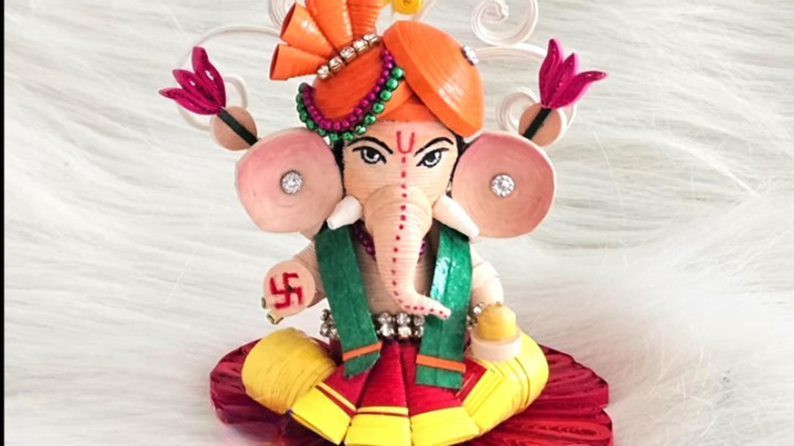 Handmade Quilling Ganesha Idol
