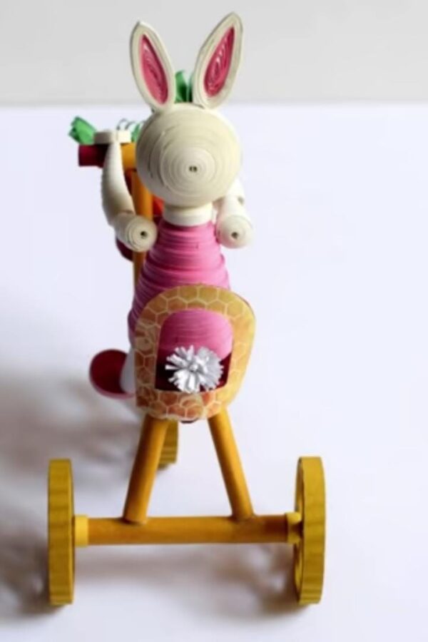 Stunning Quilling Easter Bunny With Tricycle (Approx. 3 Inches) - Image 3