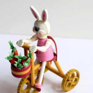 Stunning Quilling Easter Bunny With Tricycle (Approx. 3 Inches)