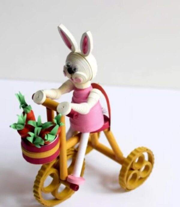 Stunning Quilling Easter Bunny With Tricycle (Approx. 3 Inches) - Image 2