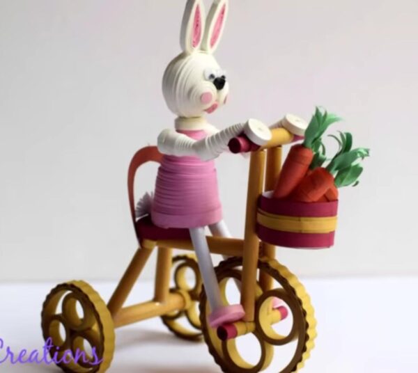 Stunning Quilling Easter Bunny With Tricycle (Approx. 3 Inches) - Image 4