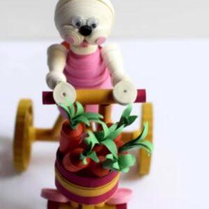 Stunning Quilling Easter Bunny With Tricycle (Approx. 3 Inches)
