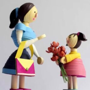 Moms and Daughter with Mini Gift Box