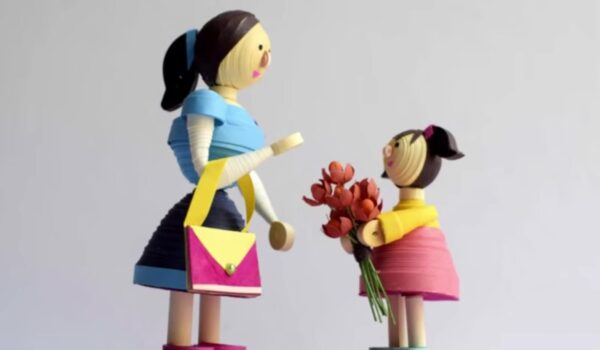 Moms and Daughter with Mini Gift Box