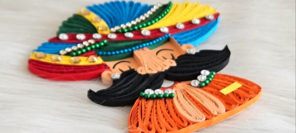 Quilled Rajasthani Man Fridge Magnet. - Image 2