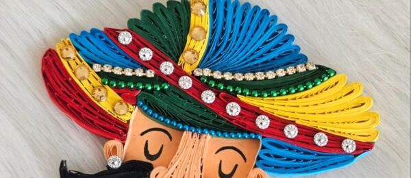 Quilled Rajasthani Man Fridge Magnet. - Image 3