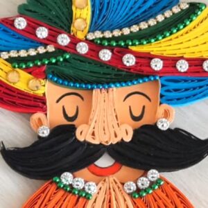 Quilled Rajasthani Man Fridge Magnet.