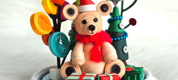 Exquisite Handmade Quilling Miniature in Glass Dome – Enchanting Christmas Ornament & Decoration (Set of 1) - Image 3