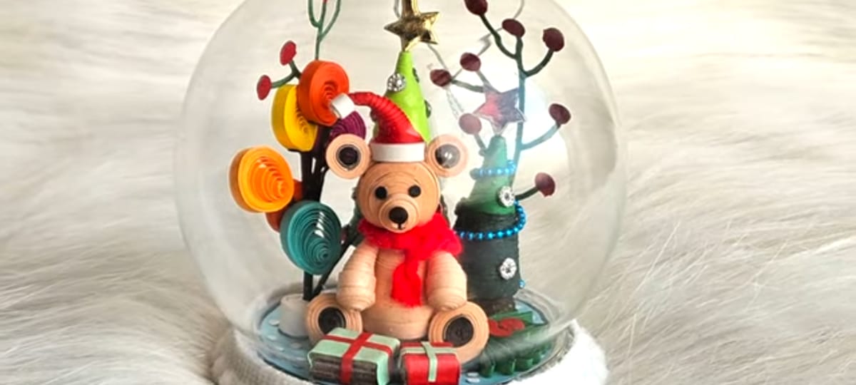 Handmade Quilling Miniature in Glass Dome