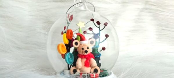 Exquisite Handmade Quilling Miniature in Glass Dome – Enchanting Christmas Ornament & Decoration (Set of 1) - Image 5