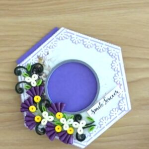 Hexagon Photo Frame With Purple Flowers