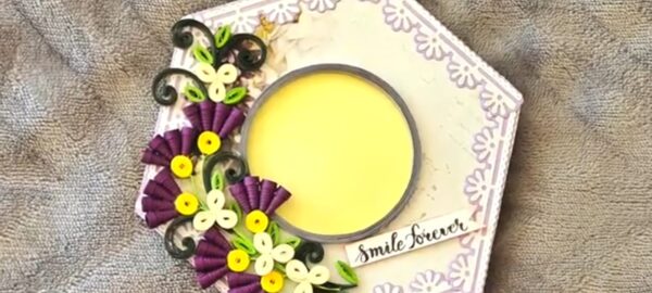 Hexagon Photo Frame With Purple Flowers - Image 3
