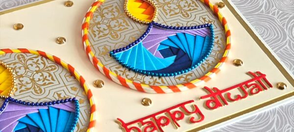 Stunning Iris Folding Diwali Card | Handmade Festive Greeting (22 x 18 cm) - Image 3
