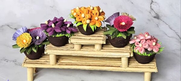 Miniature Quiling Flower Pot