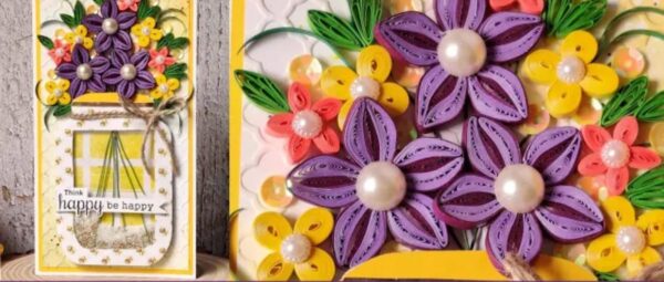 Quilled Flower Jar Card
