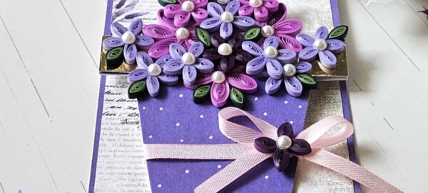 Quilled Flower Pot Easel Card