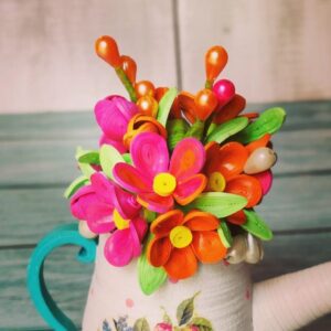 Quilled Miniature Flowers Watercan