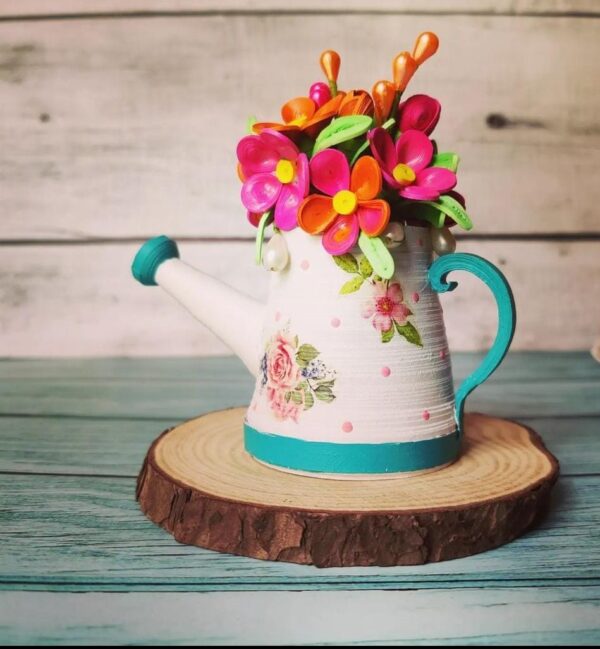 Quilled Miniature Flowers Watercan