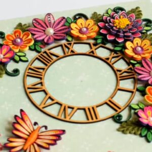 Adorable Handmade Quilling Wall Clock With Flowers (Set of 1)