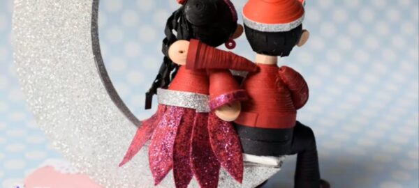 Quilling Couple On Moon - Image 2