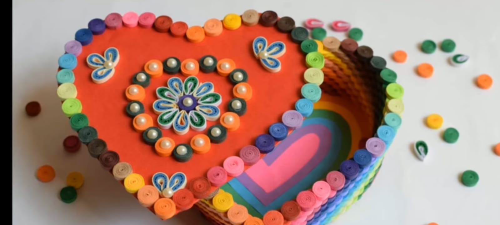 Handmade Quilling Multicolor Heart Box