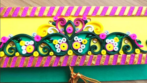 Festive Handmade Paper Quilling Shagun Envelope : Set of 1 - Image 2