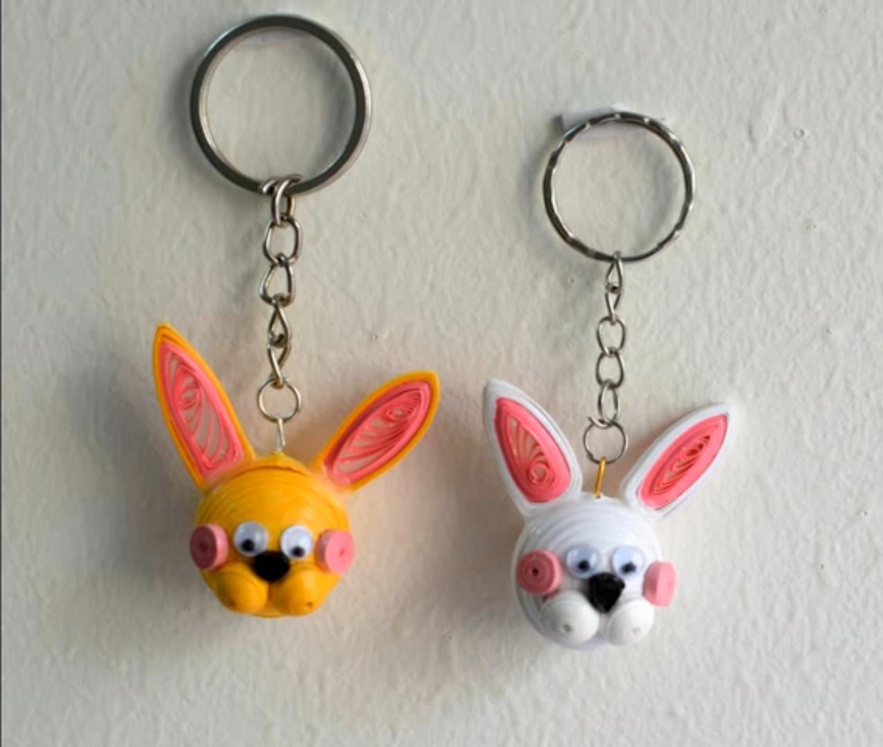 Handmade Quilling Bunny Keychain