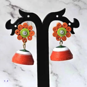 Stunning Handmade Quilling Tri Color Earrings Set of 1
