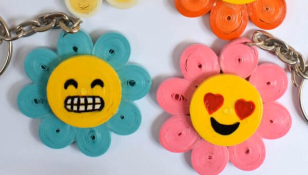 Charming Handmade Quilling Emoji Keychain : Set of 1 - Image 4