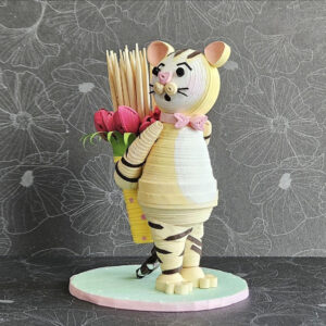 Charming Handmade Quilling Cat Shaped Toothpick Holder : Set of 1