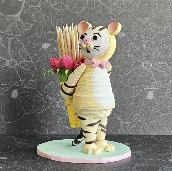Charming Handmade Quilling Cat Shaped Toothpick Holder : Set of 1 - Image 2