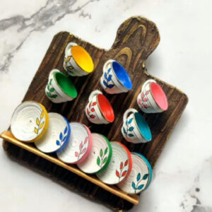 Elegant Handmade Miniature Quilling Cups and Saucer Fridge Magnet: Containing 4 Cups and 4 Saucer
