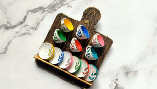 handmade miniature quilling cups and saucer