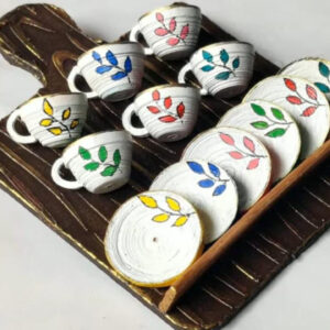 Elegant Handmade Miniature Quilling Cups and Saucer Fridge Magnet: Containing 4 Cups and 4 Saucer