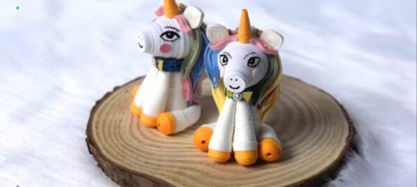Charming Handmade Quilling Unicorn: Set of 2 - Image 3