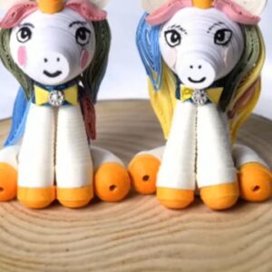 Charming Handmade Quilling Unicorn: Set of 2