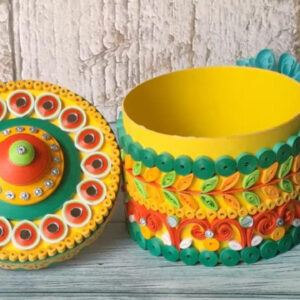 Elegant Ornamental Handmade Quilling Box for Your Treasures: Set of 1