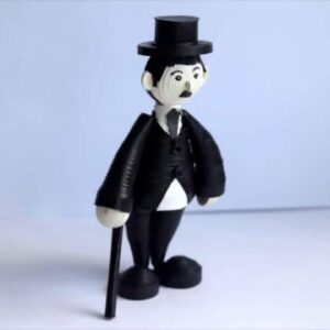 Charming Handmade Quilling Charlie Chaplin Showpiece: Set of 1