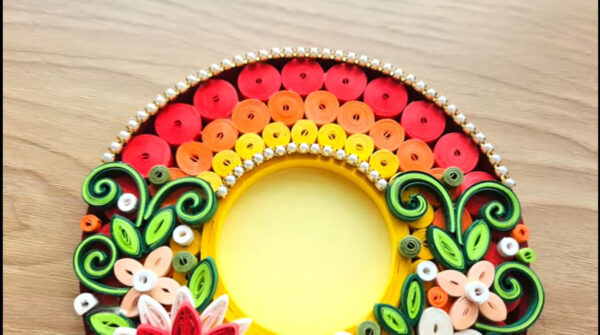 Handmade Quilling Rainbow Tea Light Holder
