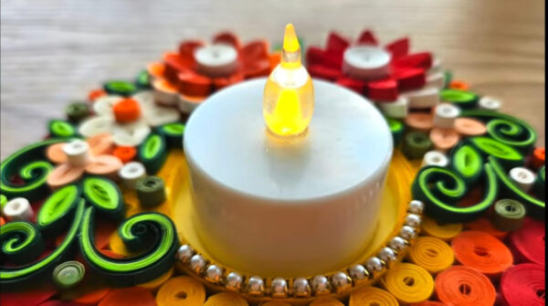 Handmade Quilling Rainbow Tea Light Holder