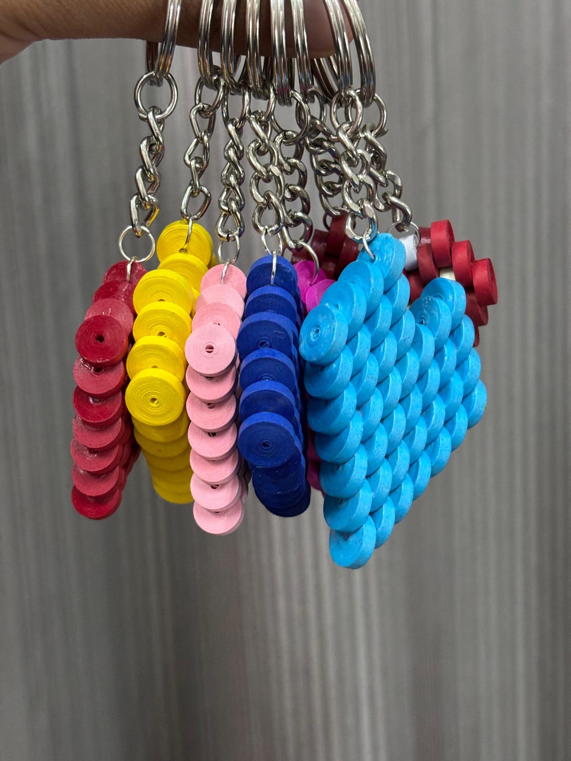 Vibrant Handmade Quilling Heart Keychain – Customizable & Unique (Set of 1) - Image 2