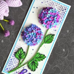 Beautiful Handmade Quilling Hydrangea Flowers Card (8X21cm)