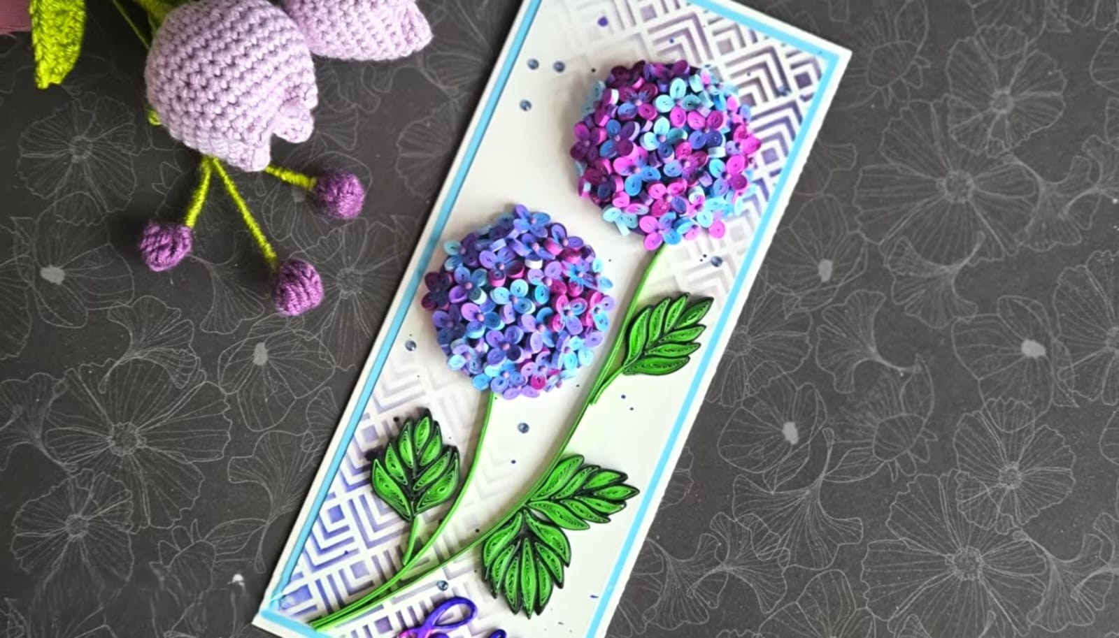 Quilling Hydrangea Flowers Card