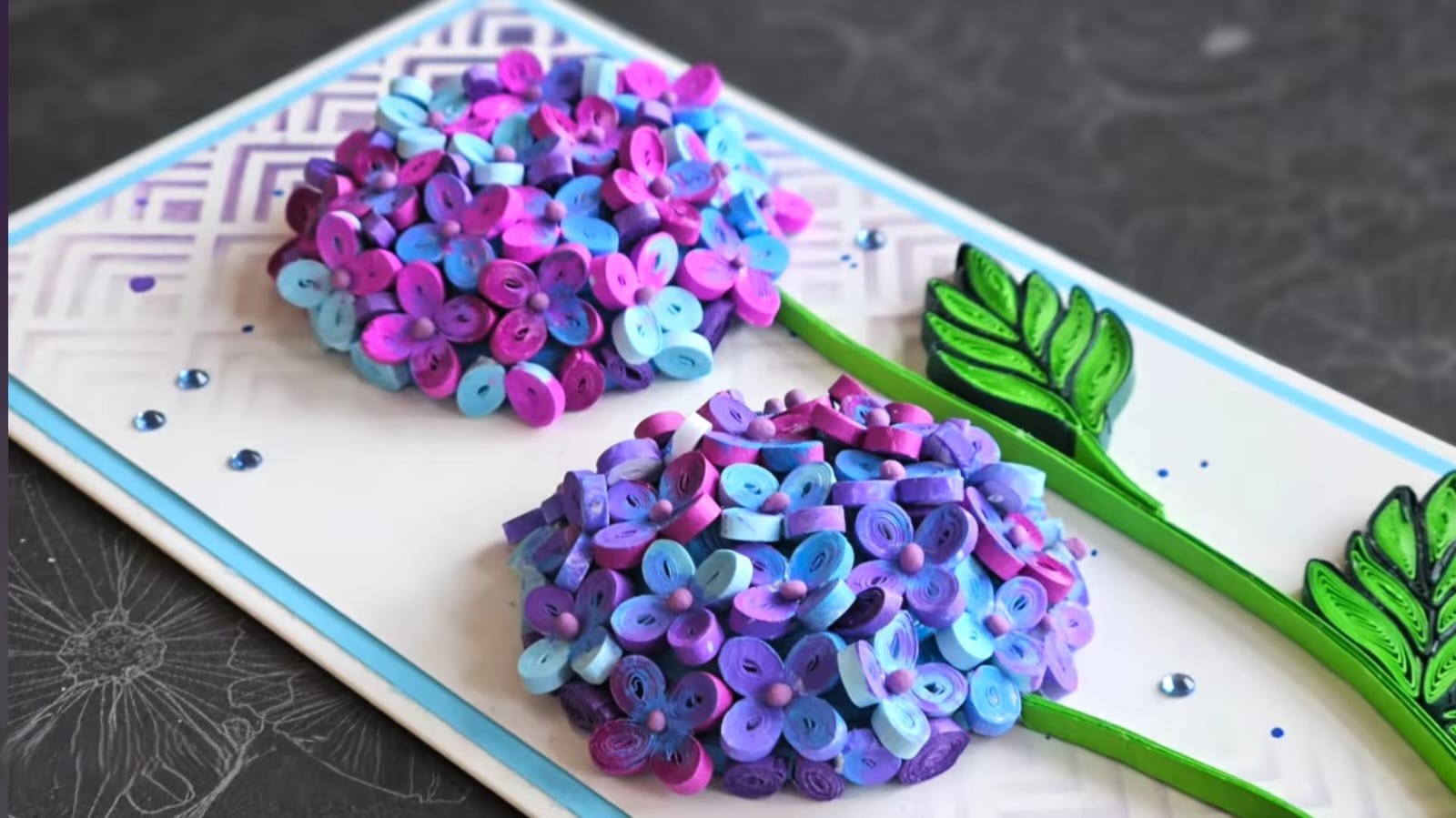Quilling Hydrangea Flowers Card