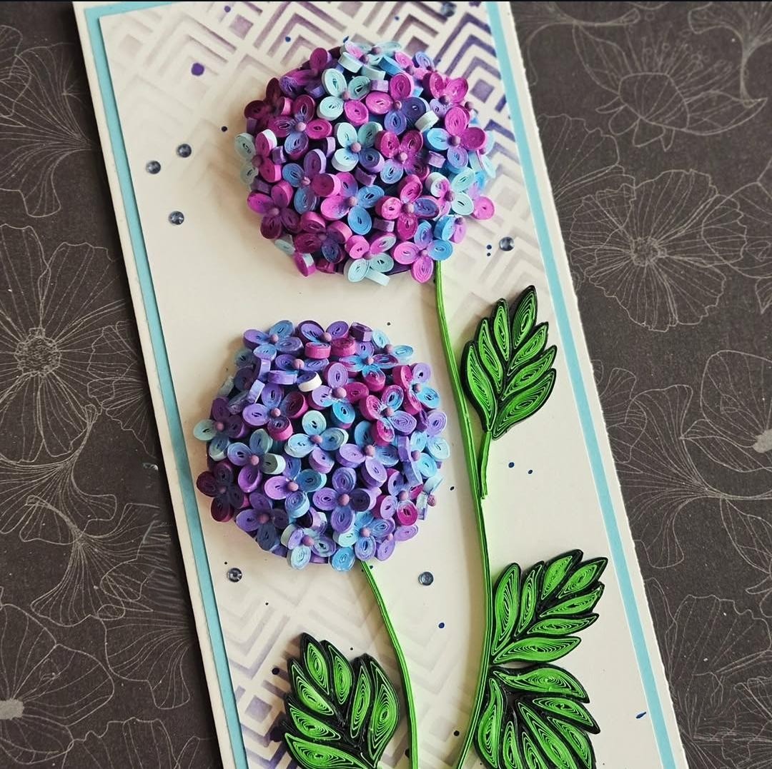 Quilling Hydrangea Flowers Card