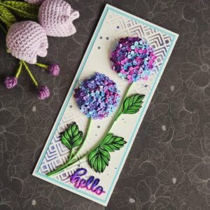 Beautiful Handmade Quilling Hydrangea Flowers Card (8X21cm)