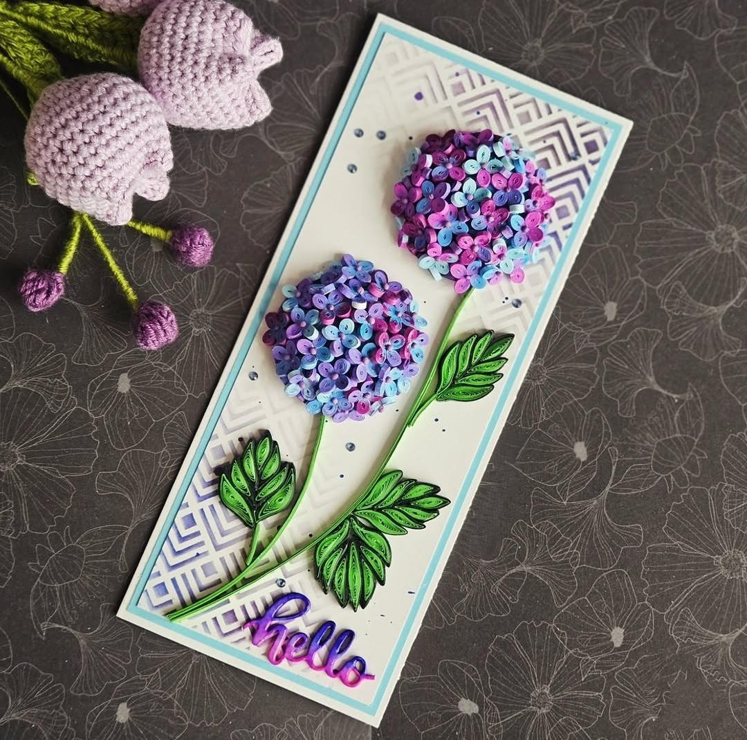 Quilling Hydrangea Flowers Card