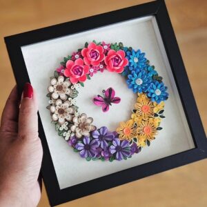 Stunning Handmade Quilling Flower Wreath (18x18cm)