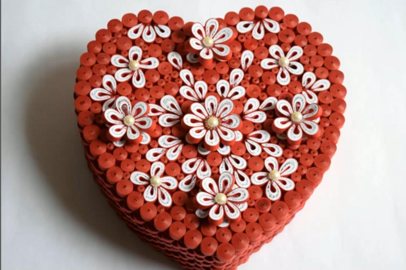 Quilled Heart Shaped Box
